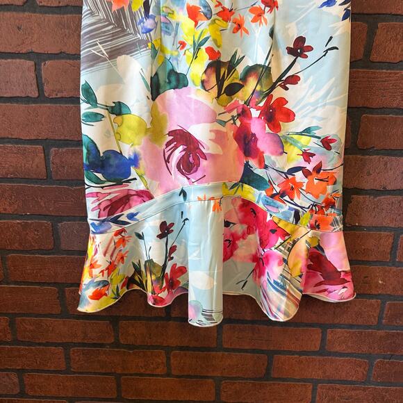 Derhy Big Flowers Dress Multi-Colored Colorful Summer Wedding Sleeveless Medium - Picture 4 of 10